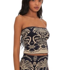 SET!   NWT Farm Rio Set Navy and Cream Anika Skirt and Top Size XS